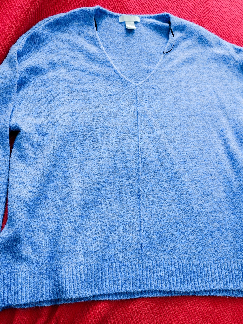 Women's Oversized Light Blue V-Neck Sweater